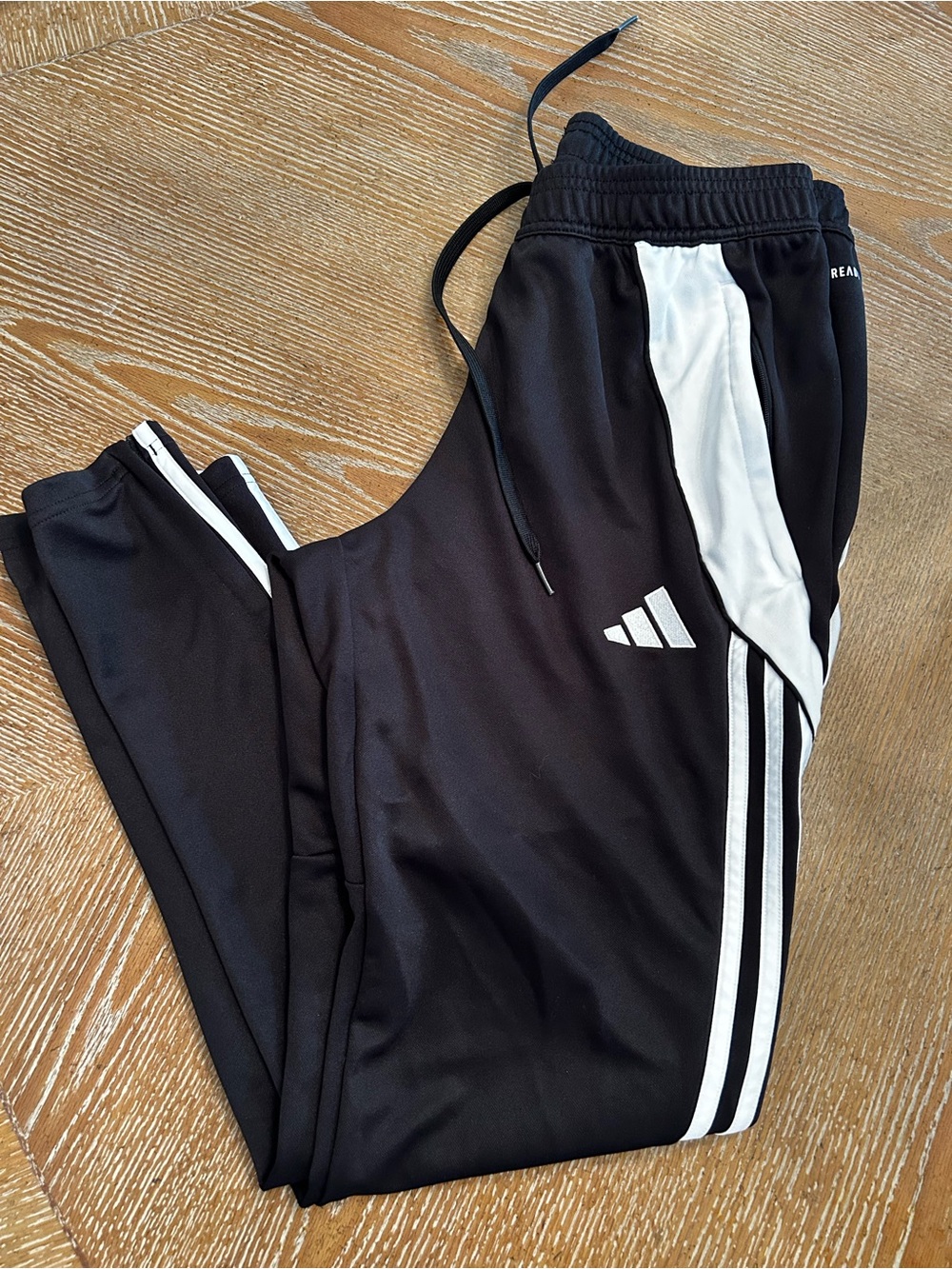 adidas Black and White mens Joggers with Side Stripes